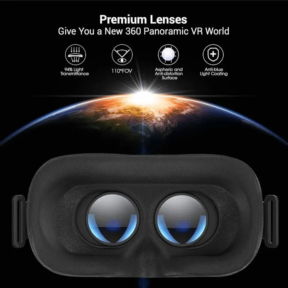 DESTEK V5 VR Headset for Phone with Controller Anti-Blue Eyes Protected HD Lens